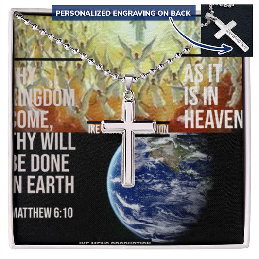 IKE MENS SCRIPTURE COLLAGE CROSS NECKLACE