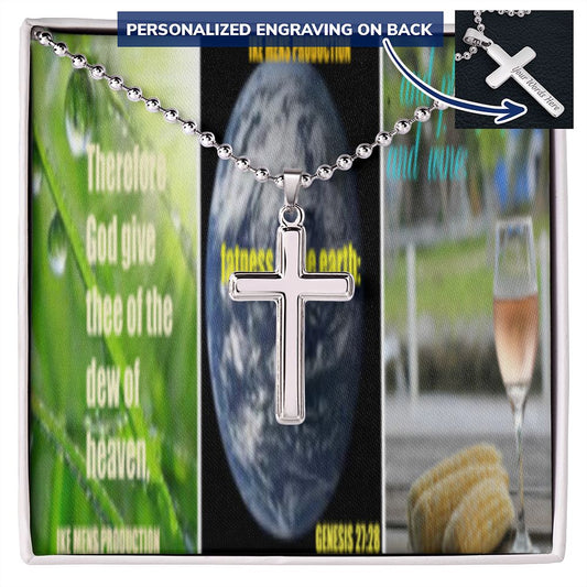 IKE MENS Scripture Collage Cross Necklace