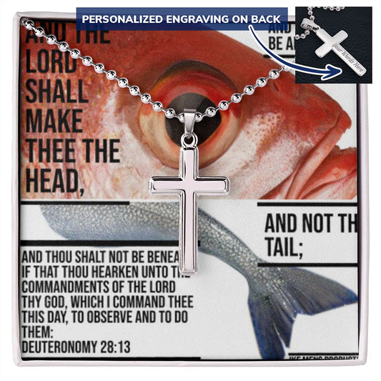 IKE MENS SCRIPTURE COLLAGE CROSS NECKLACE