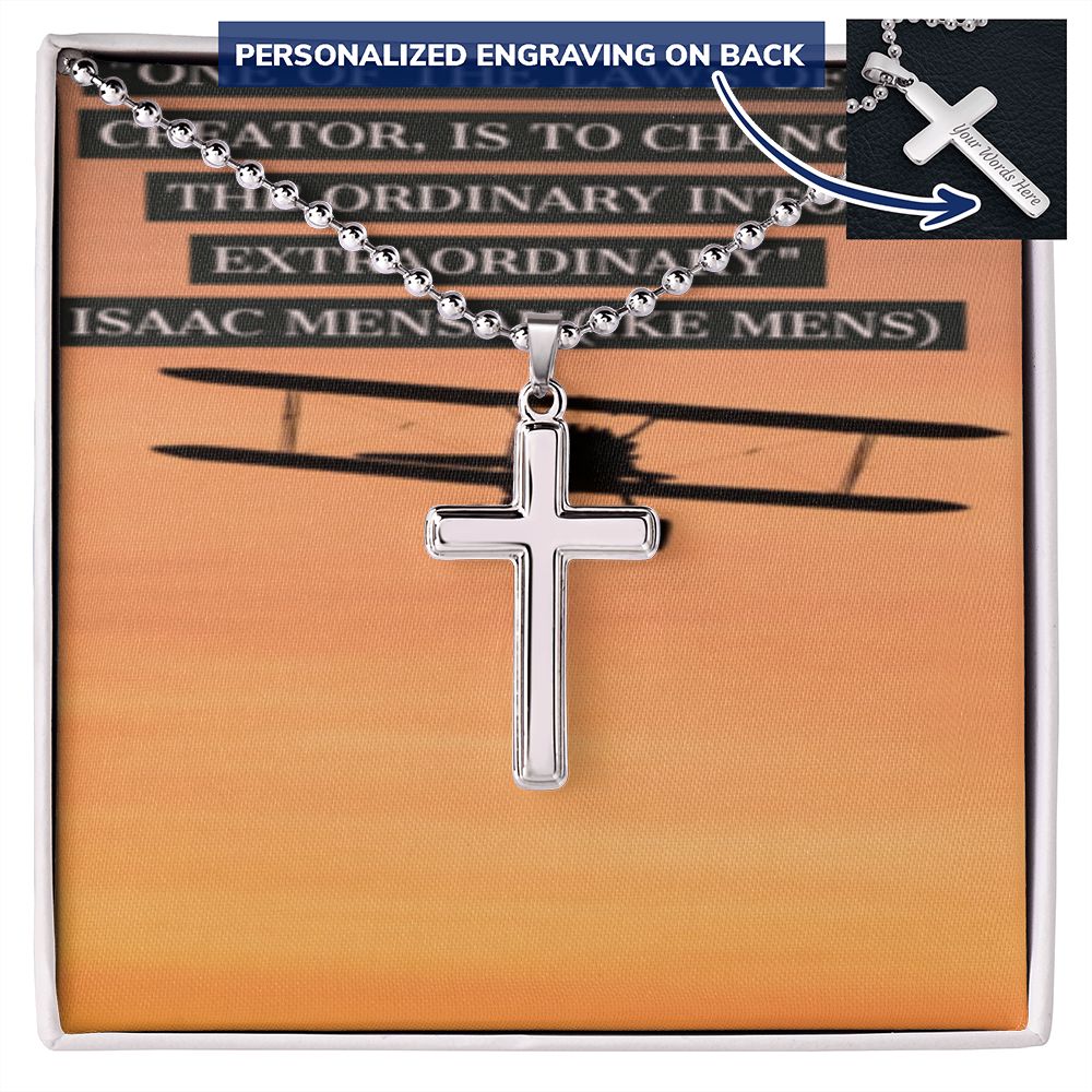 CROSS NECKLACE WITH IKE MENS QUOTE