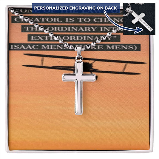 CROSS NECKLACE WITH IKE MENS QUOTE