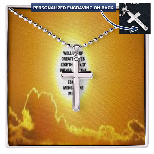 CROSS NECKLACE WITH IKE MENS QUOTE