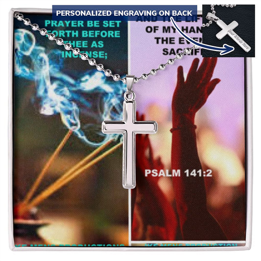 IKE MENS SCRIPTURE COLLAGE CROSS NECKLACE