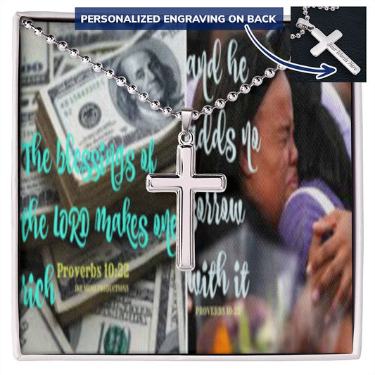 IKE MENS SCRIPTURE COLLAGE CROSS NECKLACE