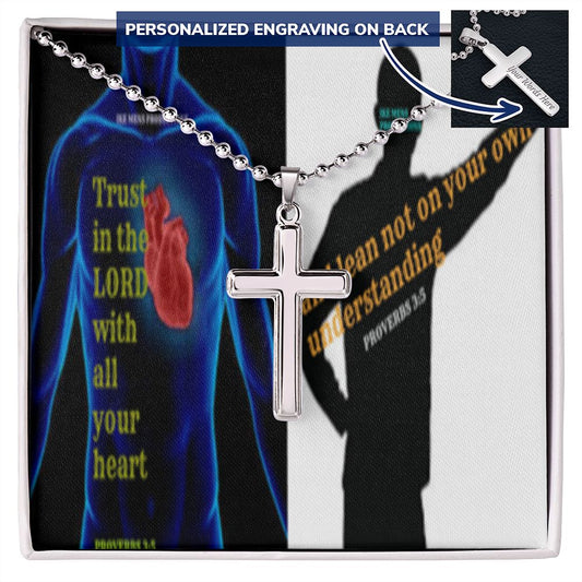 IKE MENS SCRIPTURE COLLAGE CROSS NECKLACE