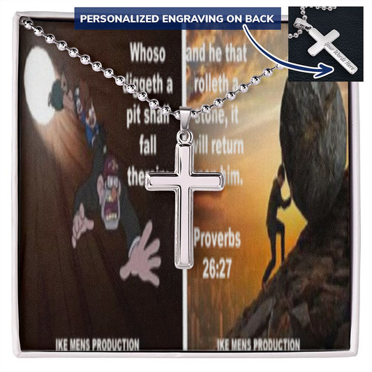 IKE MENS SCRIPTURE COLLAGE CROSS NECKLACE