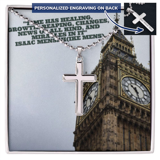 CROSS NECKLACE WITH IKE MENS QUOTE