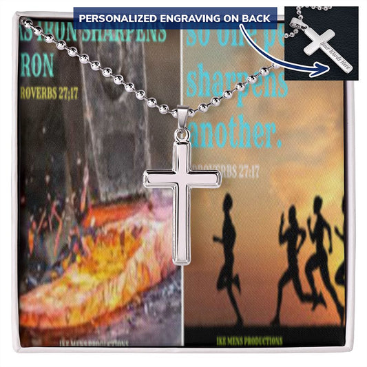 IKE MENS SCRIPTURE COLLAGE CROSS NECKLACE