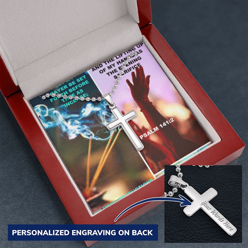 IKE MENS SCRIPTURE COLLAGE CROSS NECKLACE