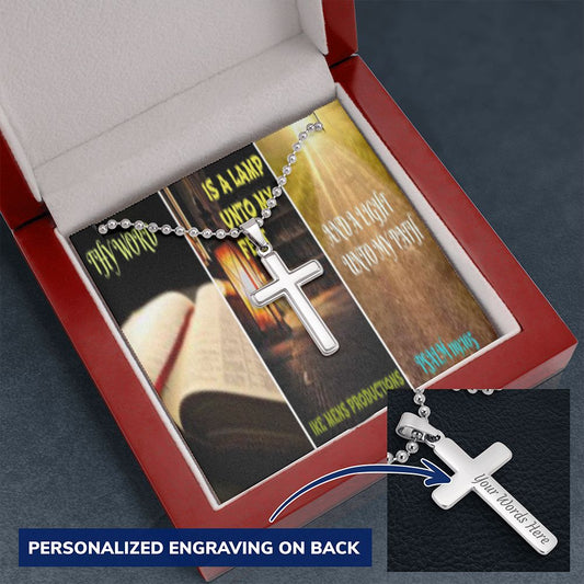 IKE MENS SCRIPTURE COLLAGE CROSS NECKLACE