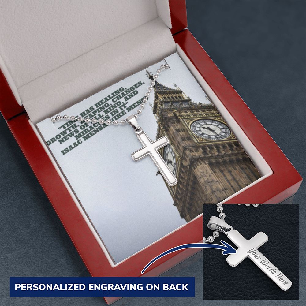 CROSS NECKLACE WITH IKE MENS QUOTE