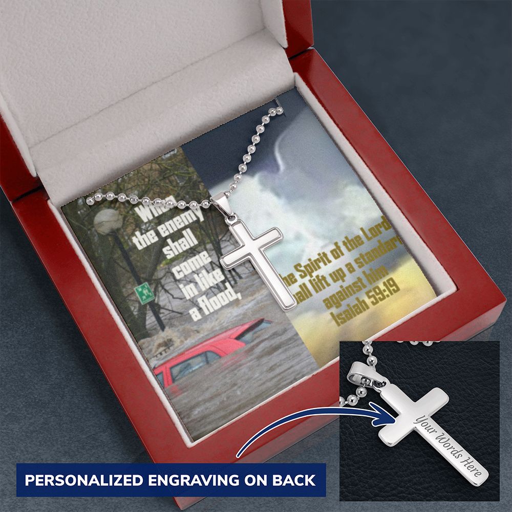 IKE MENS SCRIPTURE COLLAGE CROSS NECKLACE Two