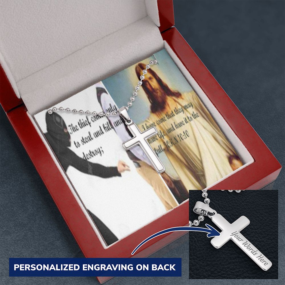IKE MENS SCRIPTURE COLLAGE CROSS NECKLACE