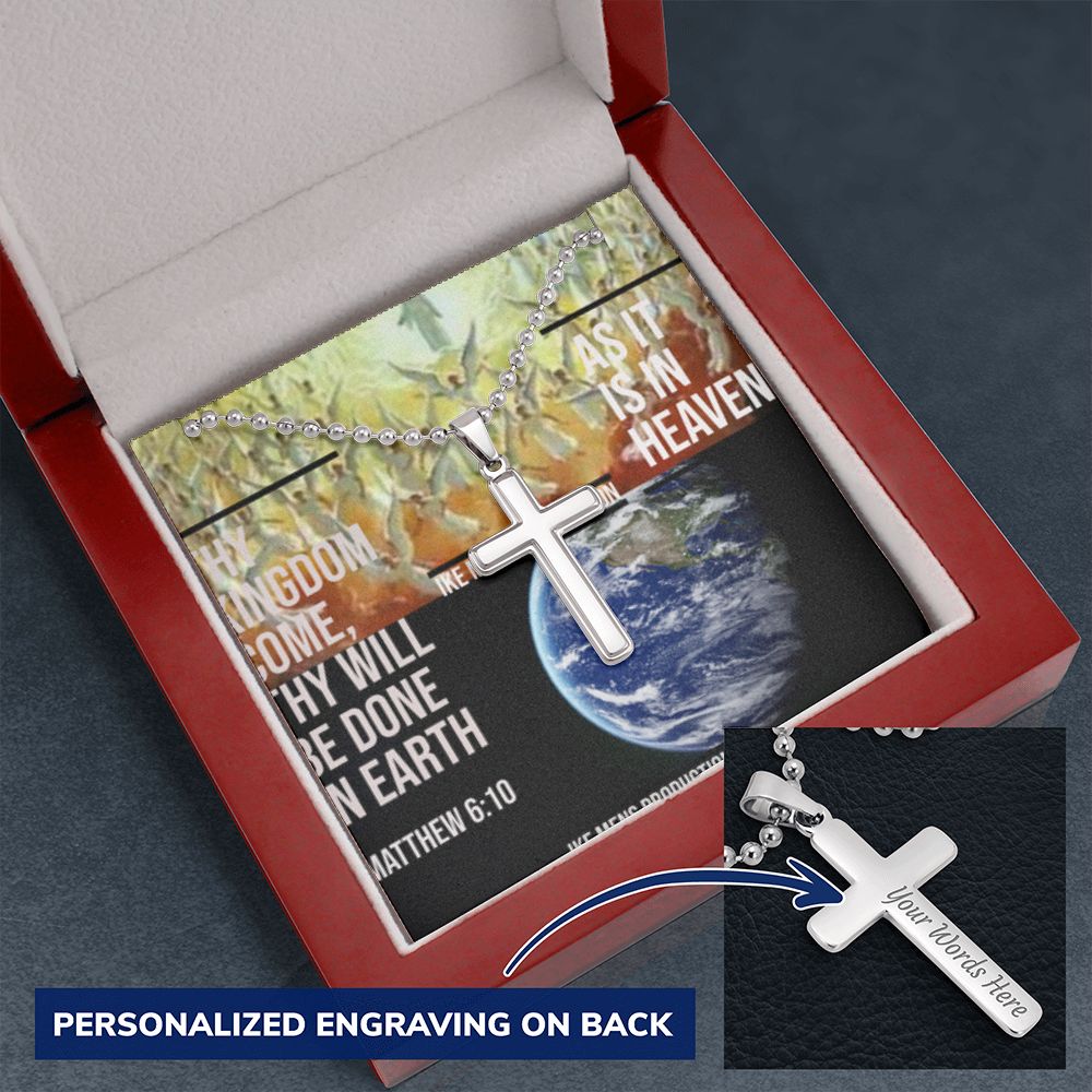 IKE MENS SCRIPTURE COLLAGE CROSS NECKLACE