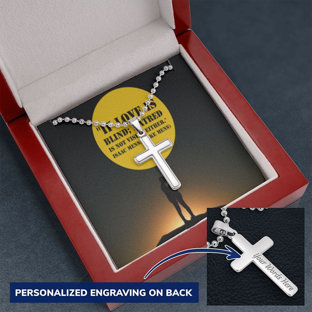 CROSS NECKLACE WITH IKE MENS QUOTE