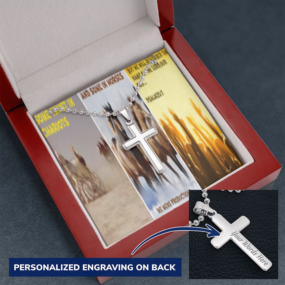 IKE MENS SCRIPTURE COLLAGE CROSS NECKLACE