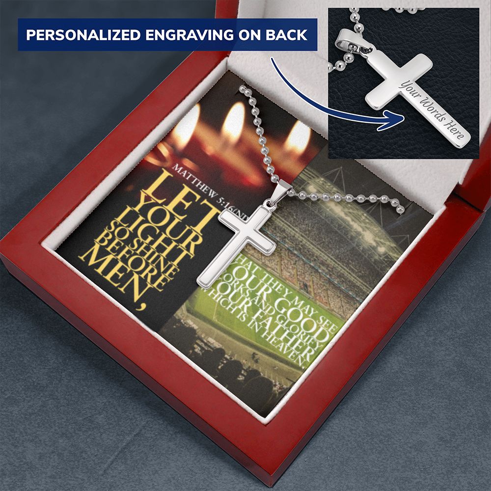 IKE MENS SCRIPTURE COLLAGE CROSS NECKLACE