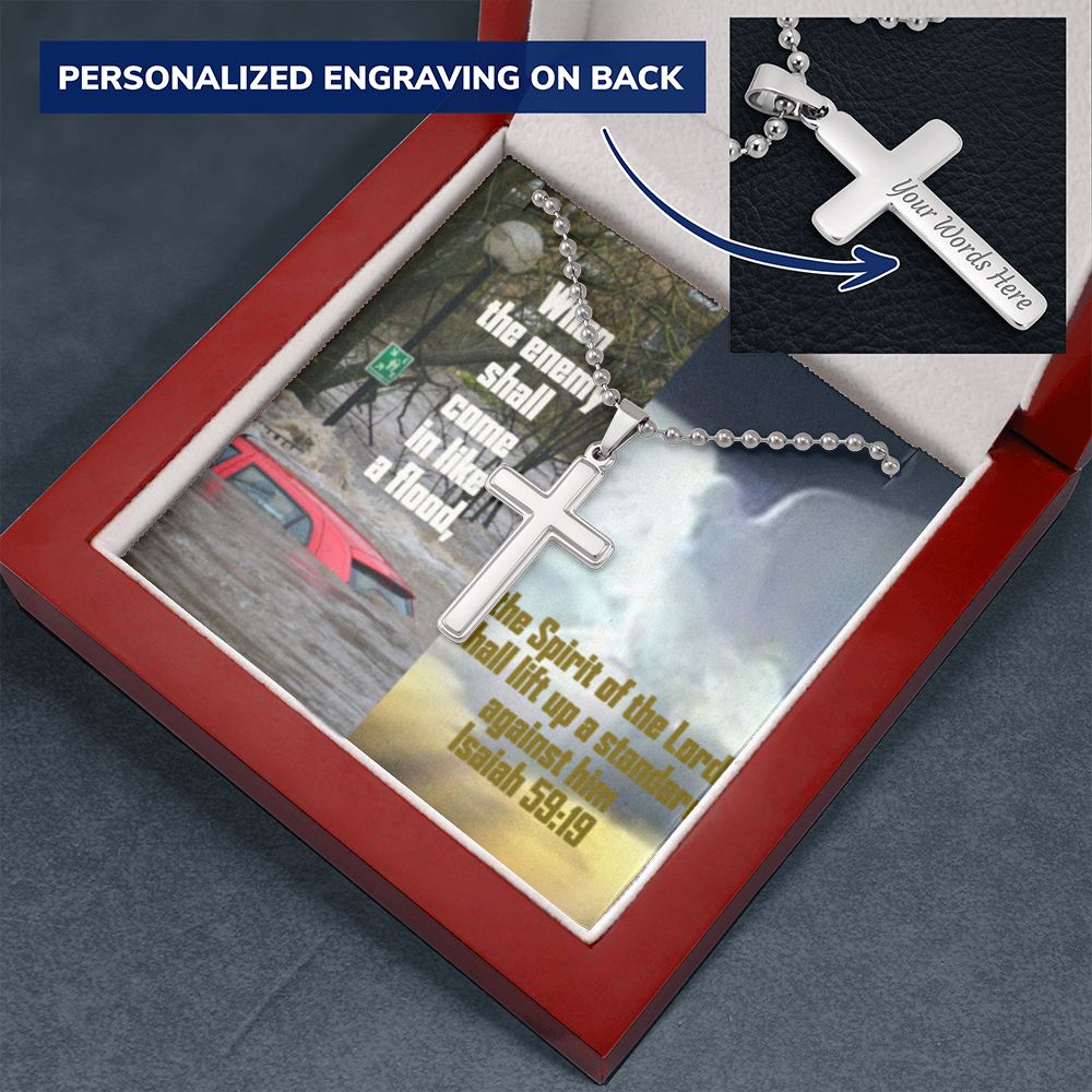 IKE MENS SCRIPTURE COLLAGE CROSS NECKLACE Two