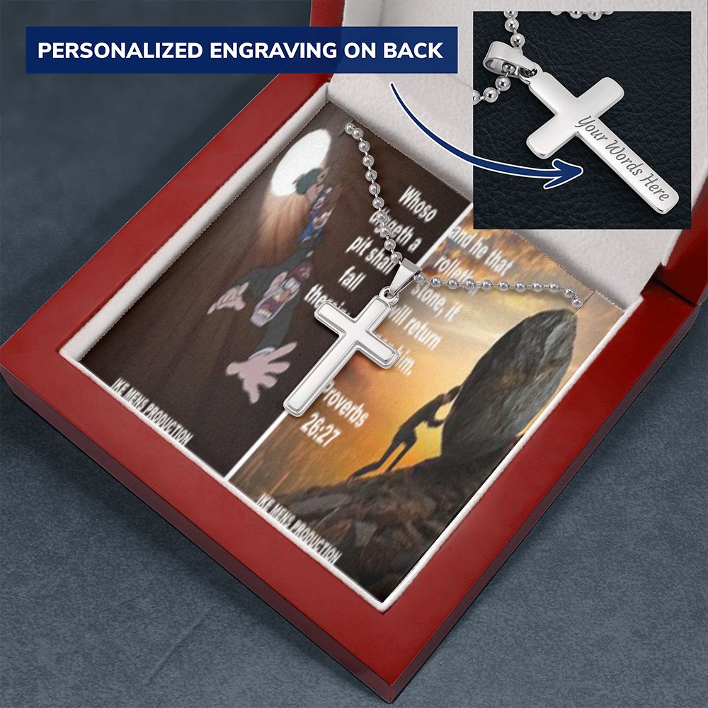 IKE MENS SCRIPTURE COLLAGE CROSS NECKLACE