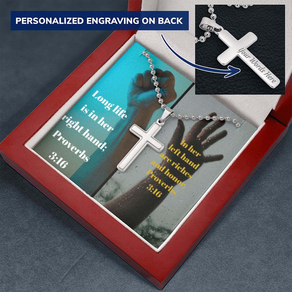 IKE MENS SCRIPTURE COLLAGE CROSS NECKLACE
