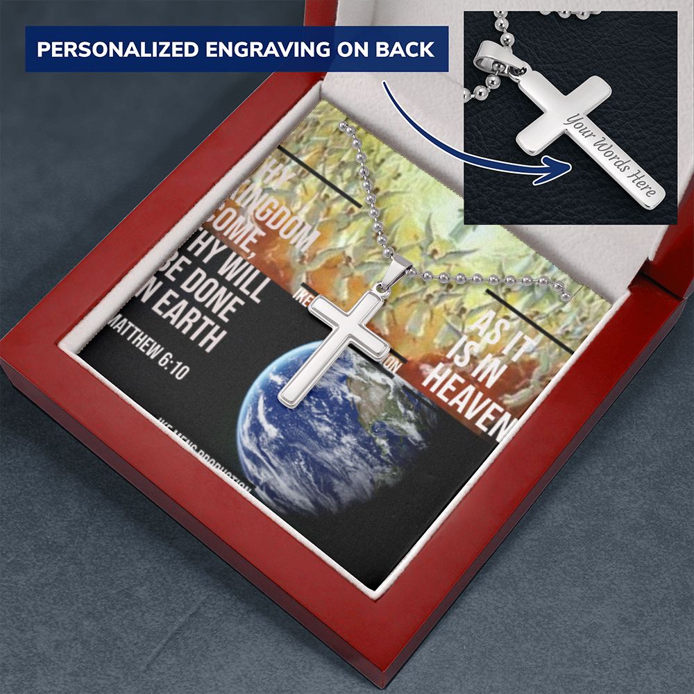 IKE MENS SCRIPTURE COLLAGE CROSS NECKLACE