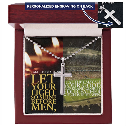 IKE MENS SCRIPTURE COLLAGE CROSS NECKLACE