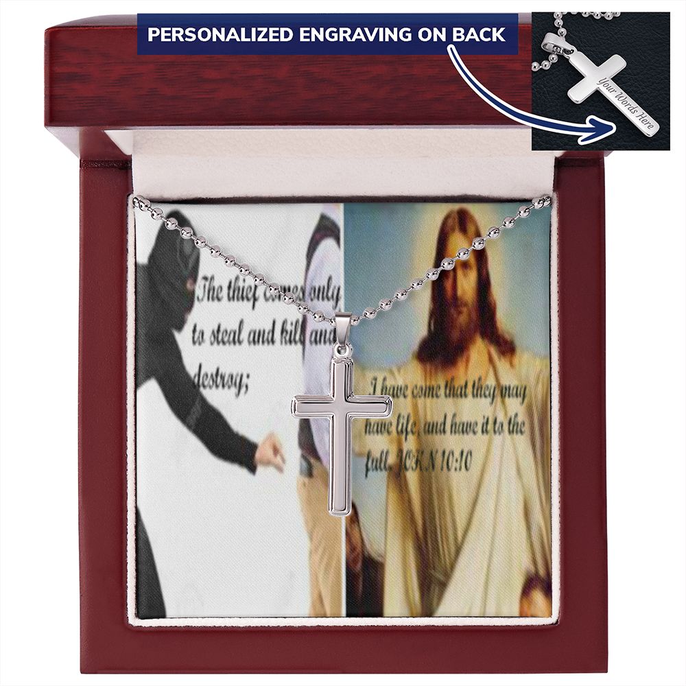 IKE MENS SCRIPTURE COLLAGE CROSS NECKLACE
