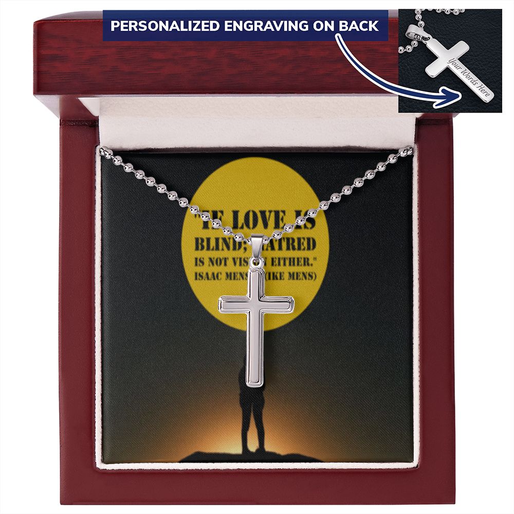 CROSS NECKLACE WITH IKE MENS QUOTE