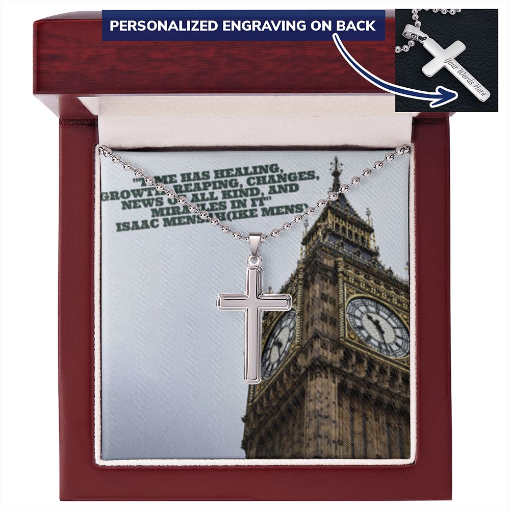 CROSS NECKLACE WITH IKE MENS QUOTE
