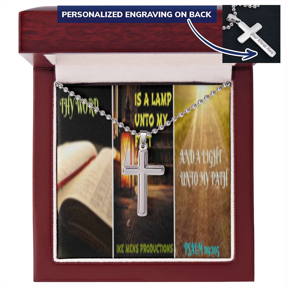 IKE MENS SCRIPTURE COLLAGE CROSS NECKLACE