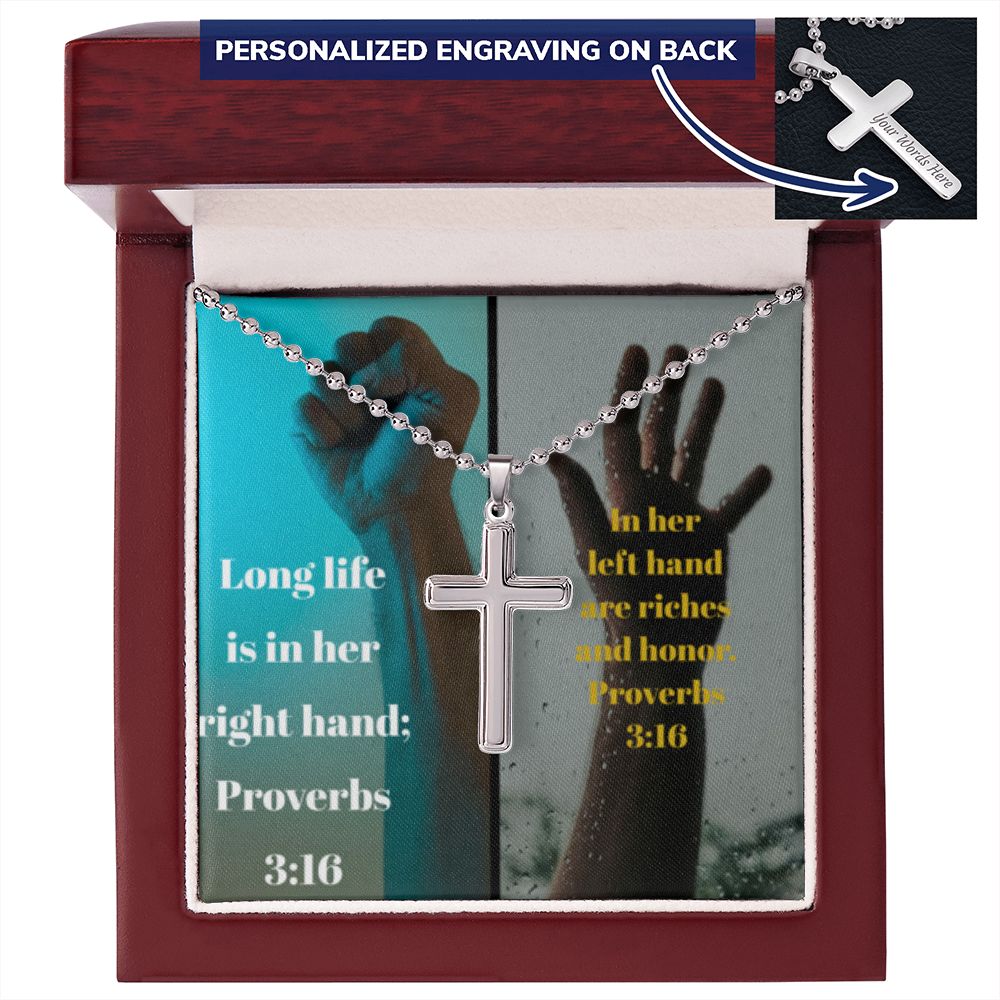 IKE MENS SCRIPTURE COLLAGE CROSS NECKLACE
