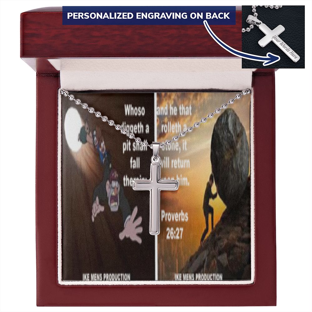 IKE MENS SCRIPTURE COLLAGE CROSS NECKLACE