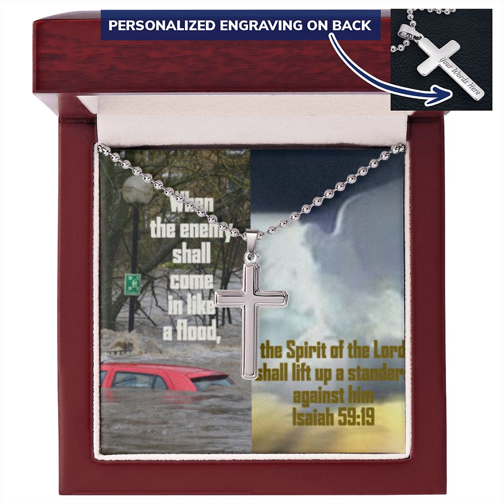 IKE MENS SCRIPTURE COLLAGE CROSS NECKLACE Two