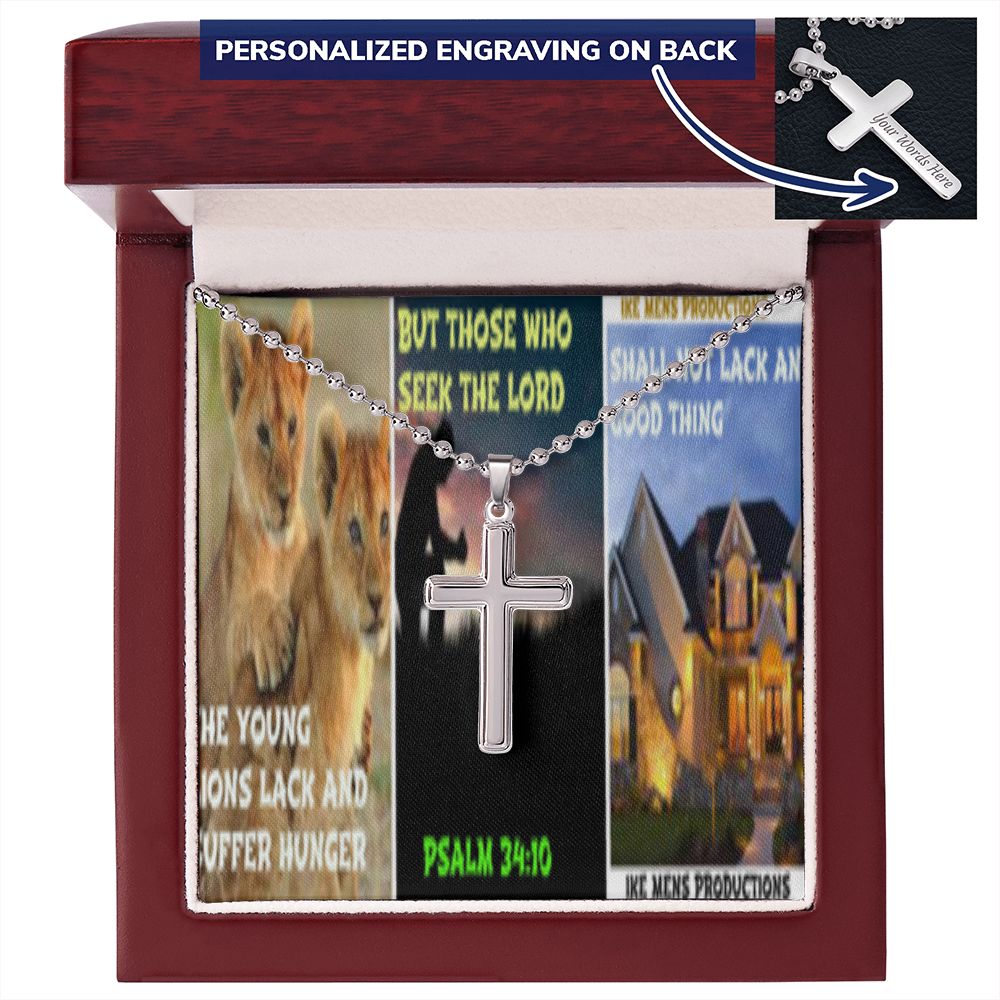 IKE MENS SCRIPTURE COLLAGE CROSS NECKLACE