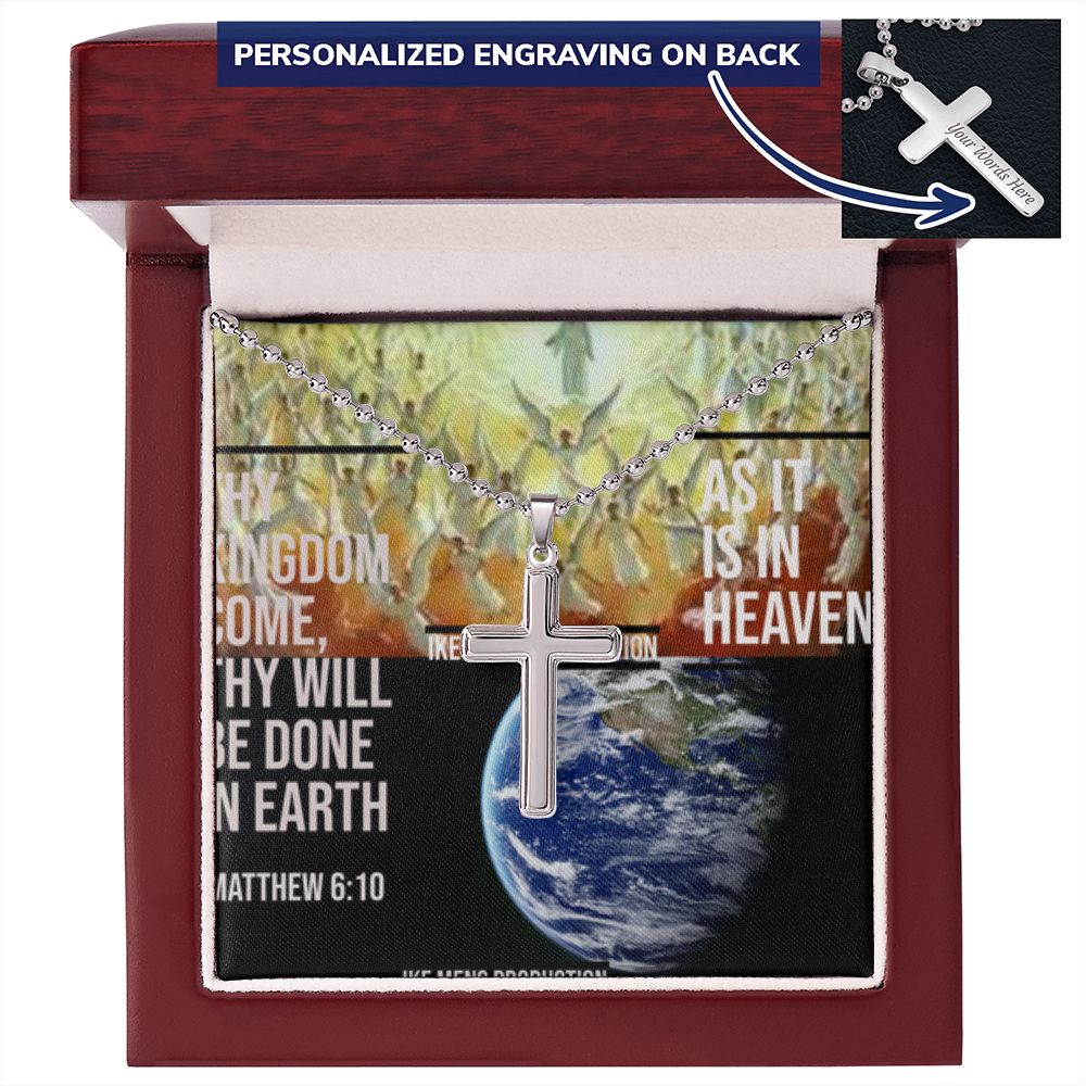 IKE MENS SCRIPTURE COLLAGE CROSS NECKLACE