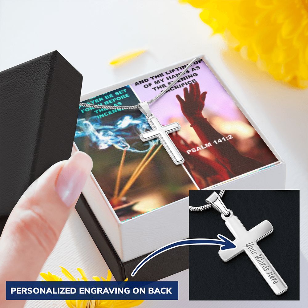 IKE MENS SCRIPTURE COLLAGE CROSS NECKLACE
