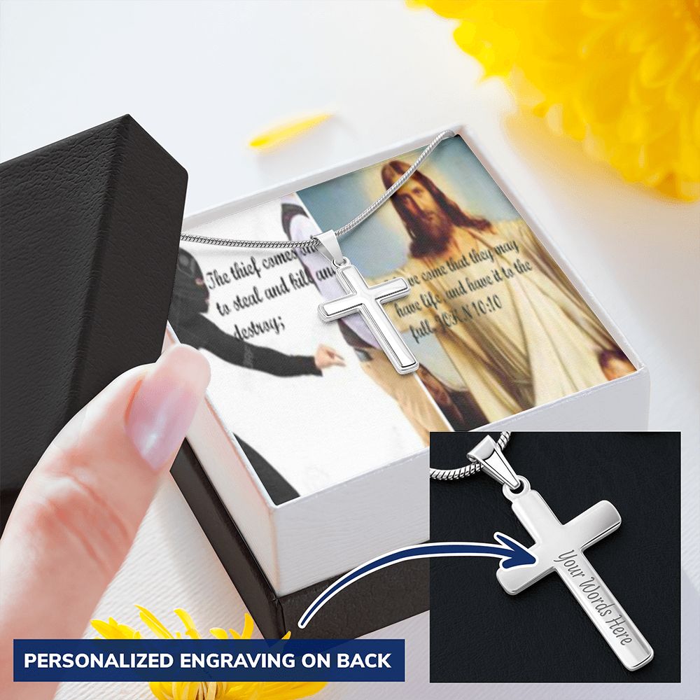 IKE MENS SCRIPTURE COLLAGE CROSS NECKLACE