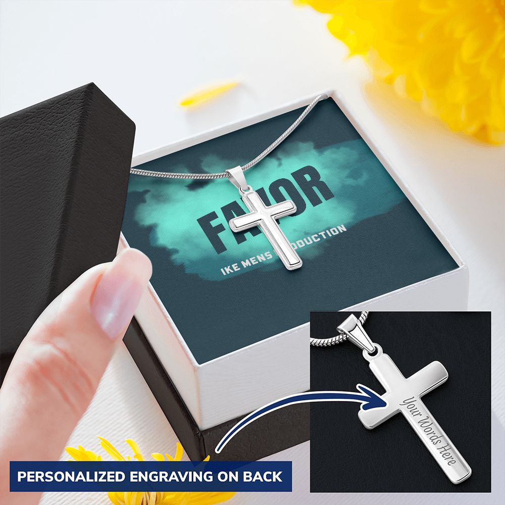 POWER OF FAVOR STEEL CROSS CHAIN NECKLACE