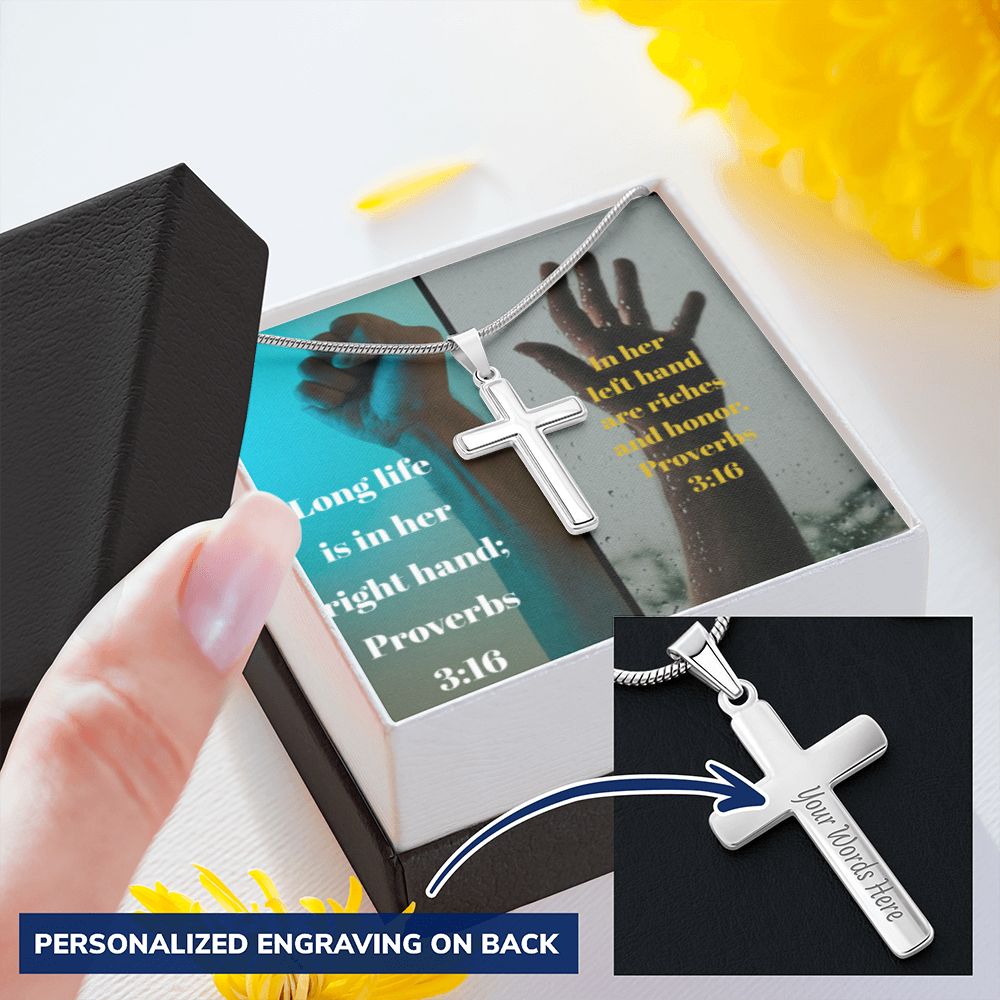 IKE MENS SCRIPTURE COLLAGE CROSS NECKLACE