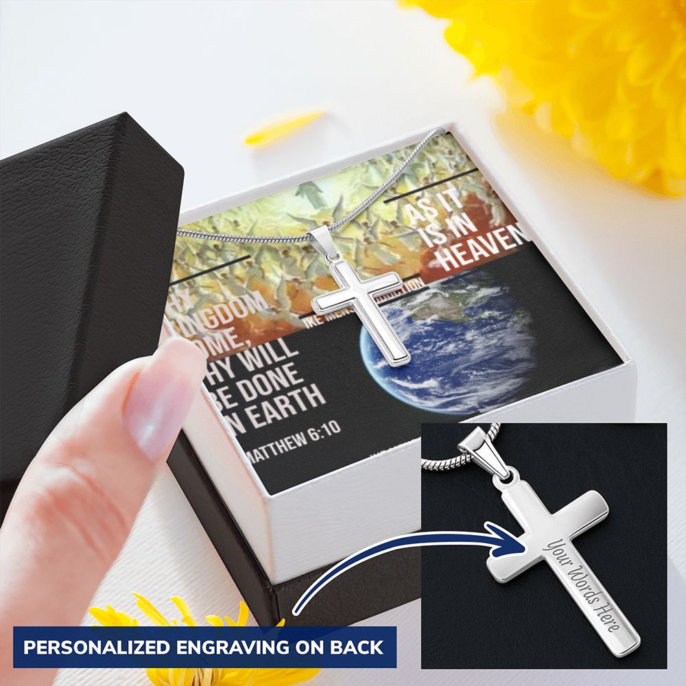 IKE MENS SCRIPTURE COLLAGE CROSS NECKLACE