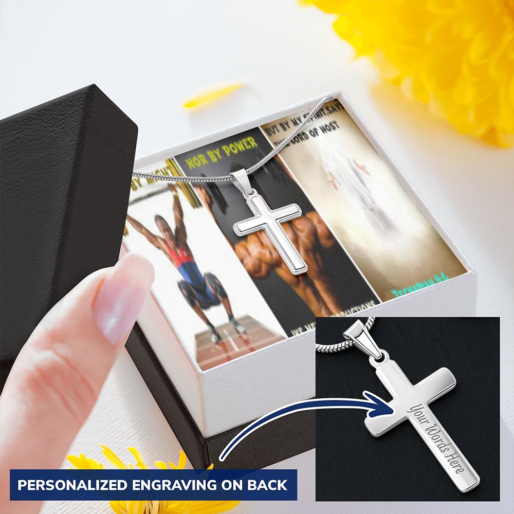 IKE MENS SCRIPTURE COLLAGE CROSS NECKLACE