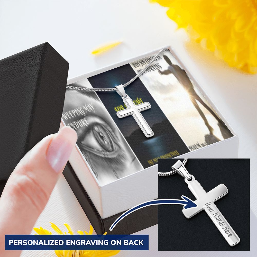IKE MENS SCRIPTURE COLLAGE CROSS NECKLACE