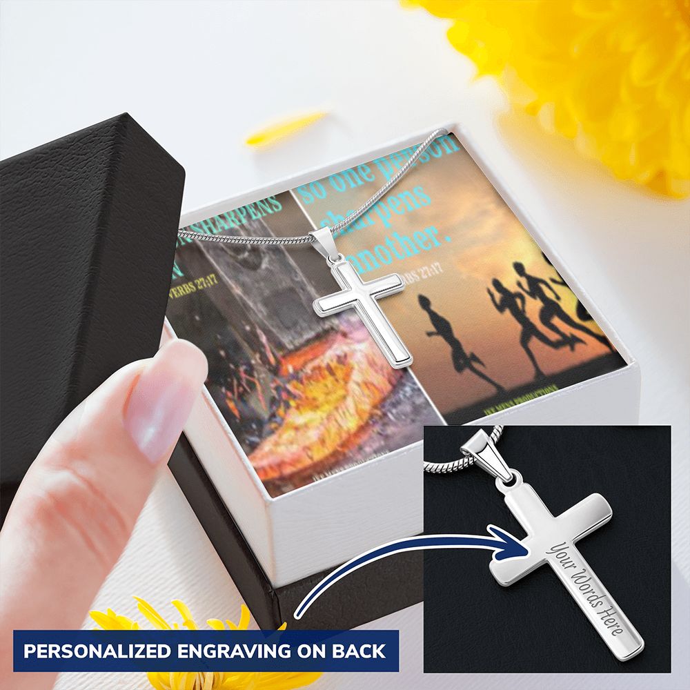 IKE MENS SCRIPTURE COLLAGE CROSS NECKLACE