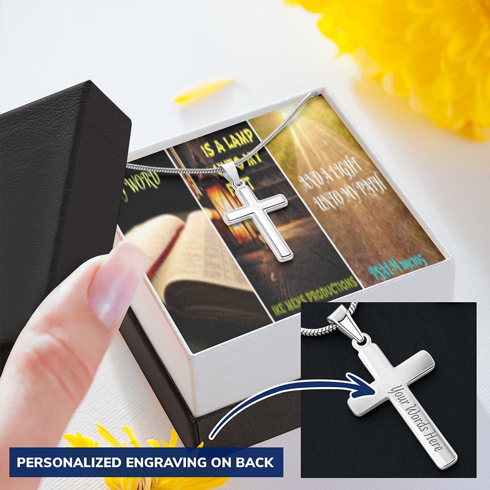 IKE MENS SCRIPTURE COLLAGE CROSS NECKLACE