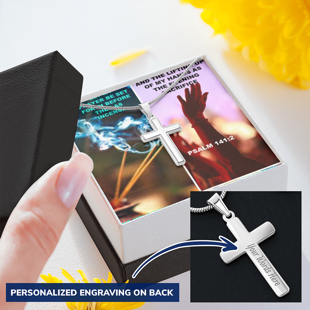 IKE MENS Scripture Collage Cross Necklace