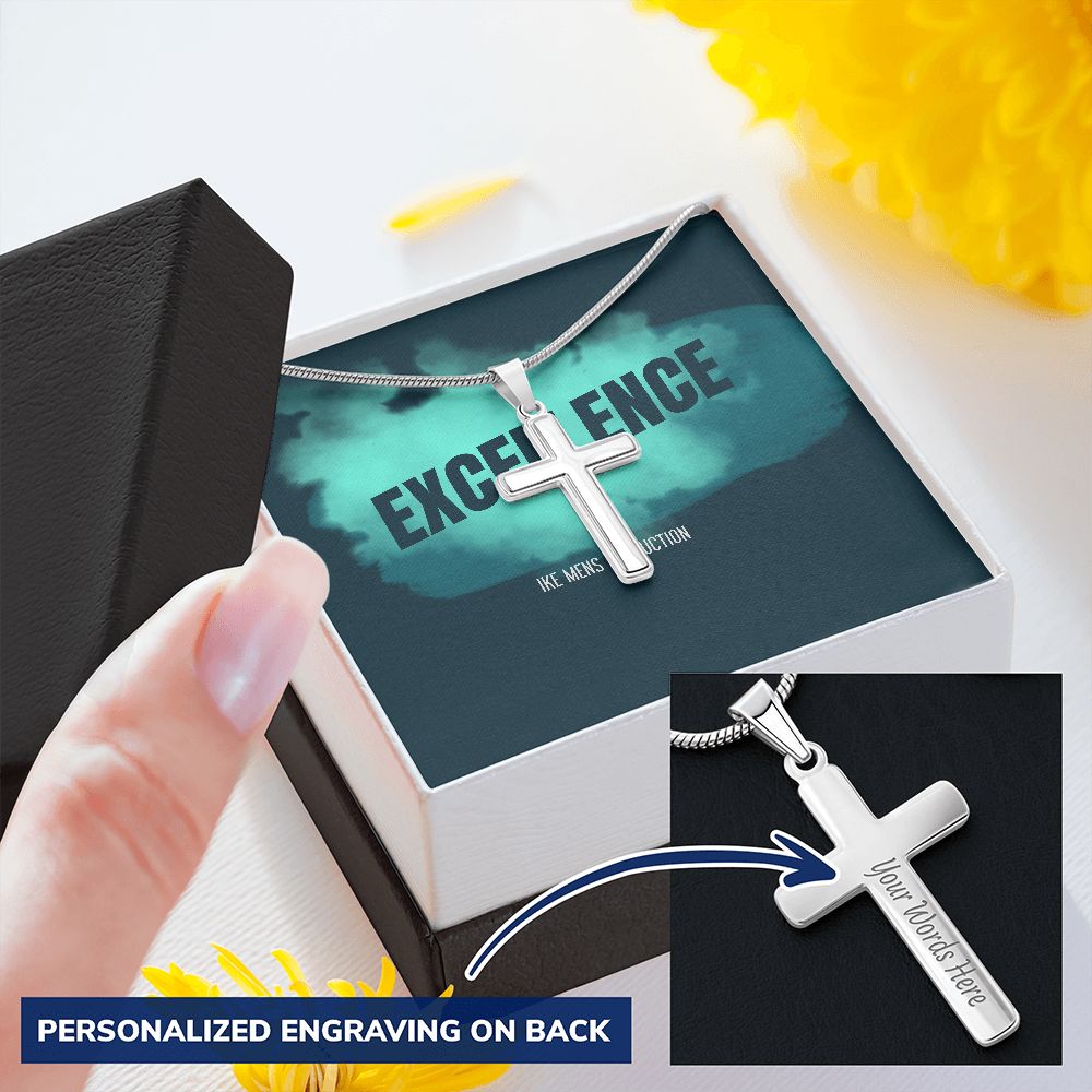 POWER OF EXCELLENCE STEEL CROSS NECKLACE