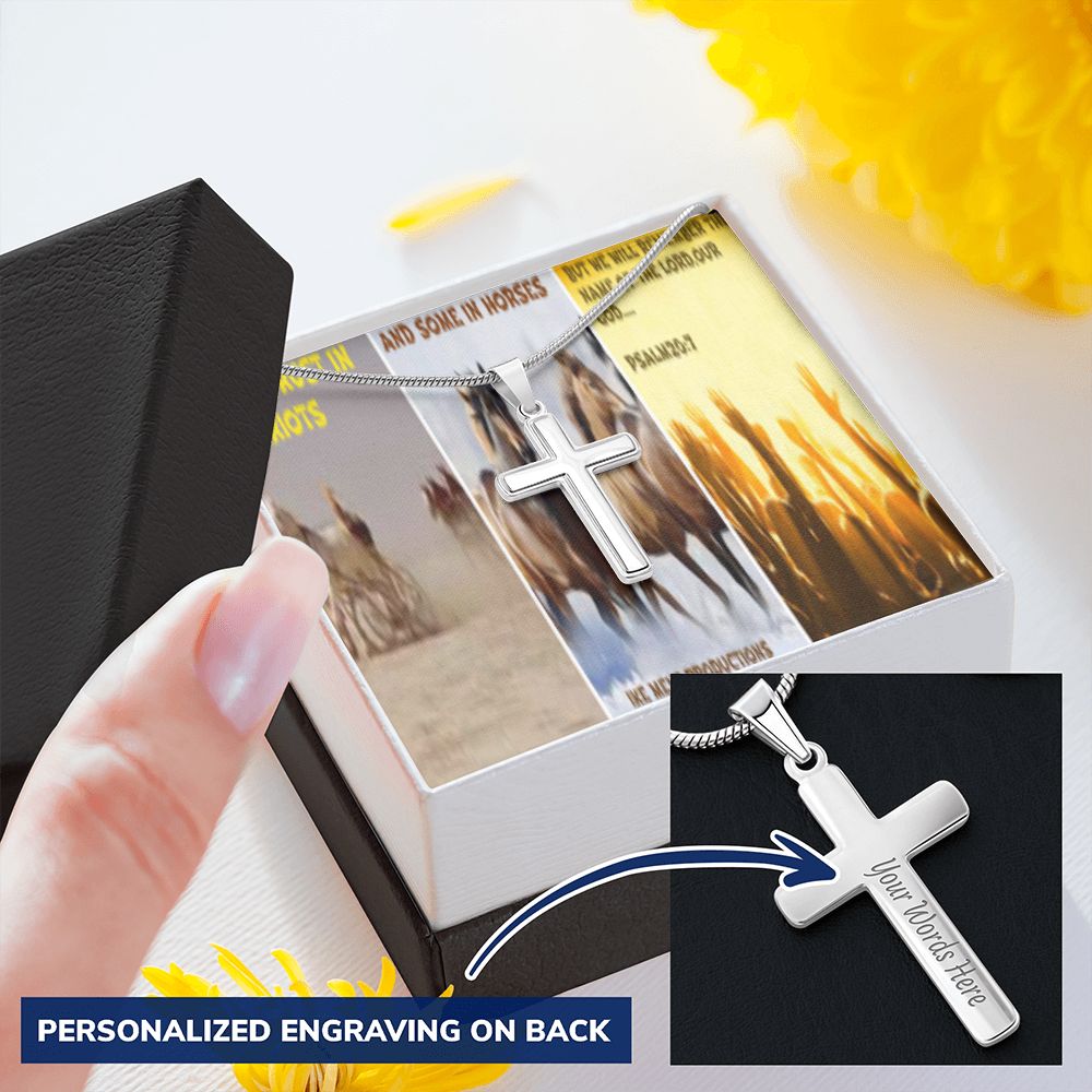 IKE MENS SCRIPTURE COLLAGE CROSS NECKLACE