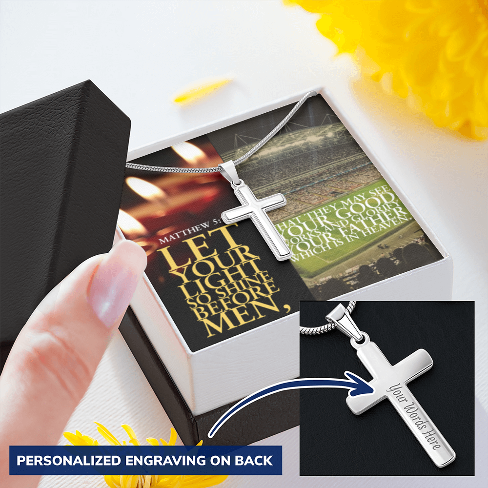 IKE MENS Scripture Collage Cross Necklace