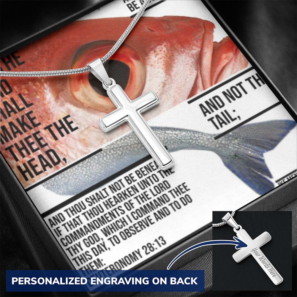 IKE MENS SCRIPTURE COLLAGE CROSS NECKLACE