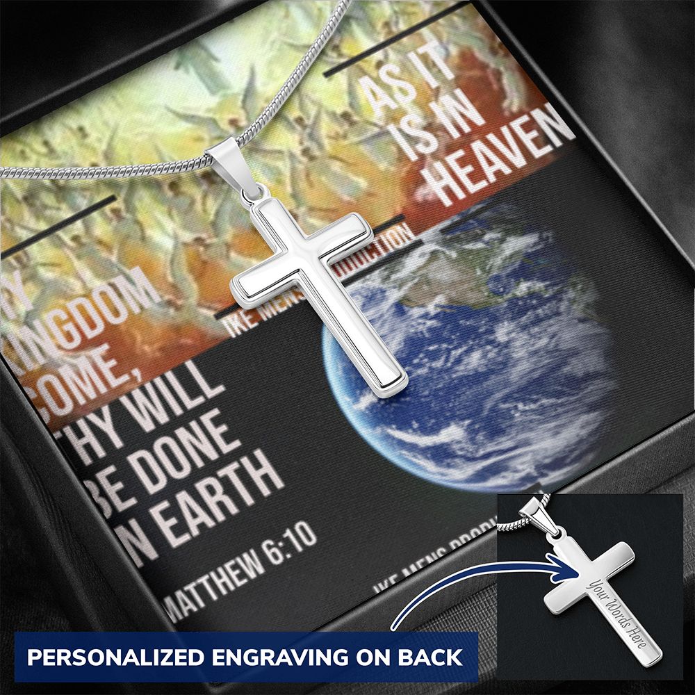 IKE MENS SCRIPTURE COLLAGE CROSS NECKLACE
